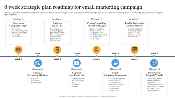 8 Week Strategic Plan Roadmap For Email Marketing Campaign Graphics PDF