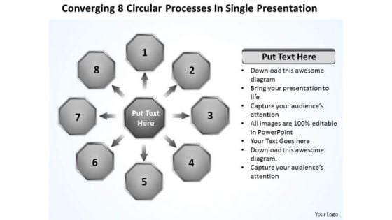 8 Circular Processes In Single Presentation Flow Diagram PowerPoint Slides