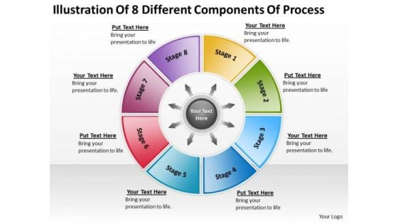 8 Different Components Process Templates For Business Plans PowerPoint Slides