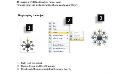 8 Plans For Target Achievement Arrows Circular Motion Process PowerPoint Slides