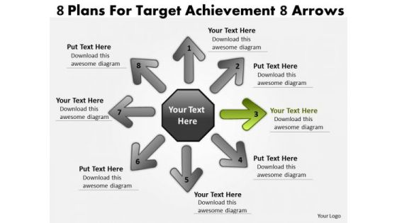 8 Plans For Target Achievement Arrows Cycle Process Network PowerPoint Templates