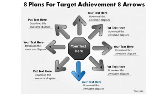 8 Plans For Target Achievement Arrows Cycle Process PowerPoint Slides