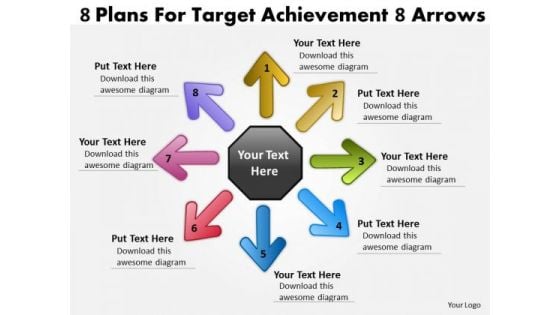 8 Plans For Target Achievement Arrows Cycle Process PowerPoint Templates