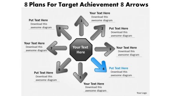 8 Plans For Target Achievement Arrows Cycle Spoke Process PowerPoint Templates