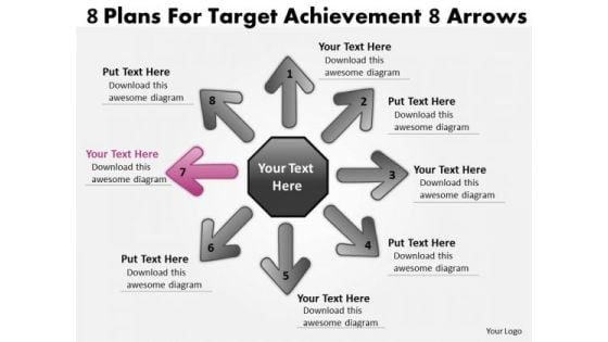 8 Plans For Target Achievement Arrows Ppt Circular Network PowerPoint Slides