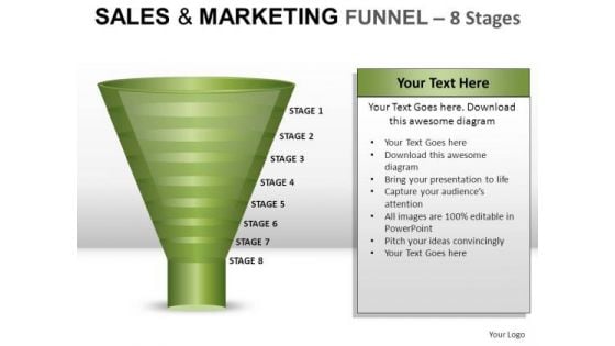 8 Stage Sales And Marketing Conversion Funnel PowerPoint Diagrams Slides