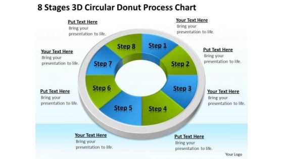 8 Stages 3d Circular Donut Process Chart How To Right Business Plan PowerPoint Templates