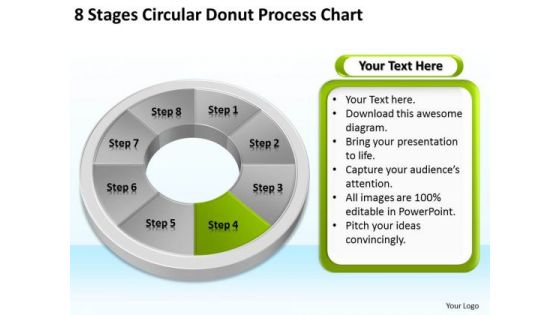 8 Stages Circular Donut Process Chart Business Plan Outline PowerPoint Templates