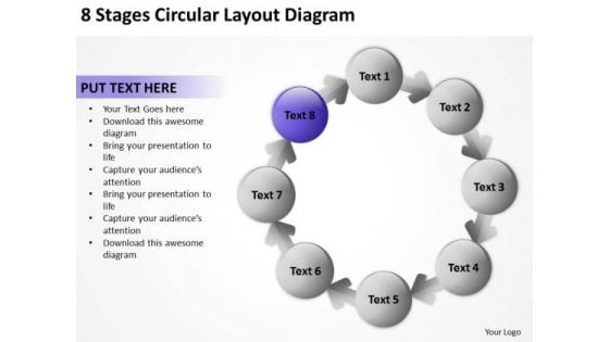 8 Stages Circular Layout Diagram Ppt Example Of Business Plan Outline PowerPoint Templates