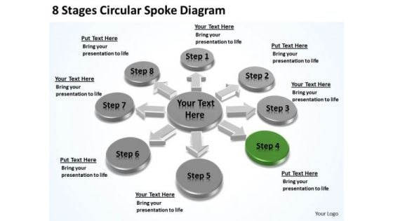 8 Stages Circular Spoke Diagram Business Plan PowerPoint Slides