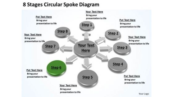 8 Stages Circular Spoke Diagram Cost Of Business Plan PowerPoint Slides