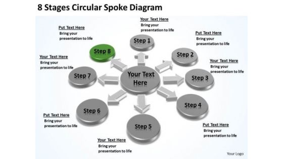 8 Stages Circular Spoke Diagram Sample Business Plans Free PowerPoint Slides