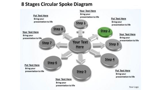 8 Stages Circular Spoke Diagram Small Business Plans Template PowerPoint Templates