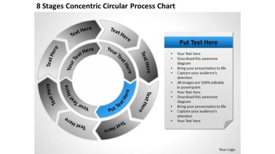 8 Stages Concentric Circular Process Chart Ppt Business Plan Outline PowerPoint Slides