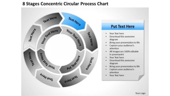 8 Stages Concentric Circular Process Chart Ppt Business Plan PowerPoint Slides