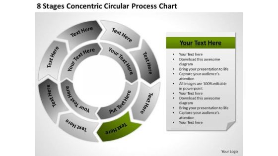 8 Stages Concentric Circular Process Chart Ppt Linear Flow Rate PowerPoint Templates