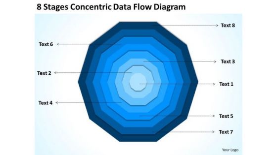 8 Stages Concentric Data Flow Diagram Marketing Business Plan Template PowerPoint Templates