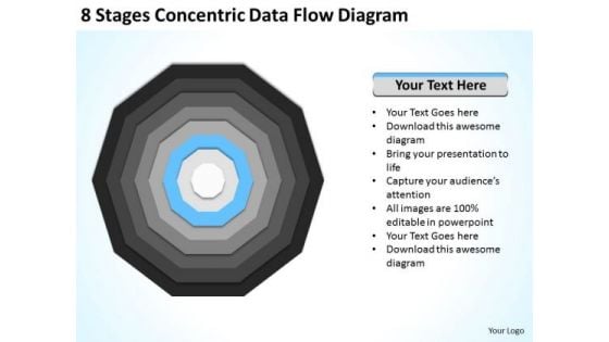 8 Stages Concentric Data Flow Diagram Online Business Plan PowerPoint Templates