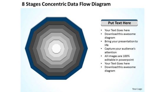 8 Stages Concentric Data Flow Diagram Ppt Barbershop Business Plan PowerPoint Slides