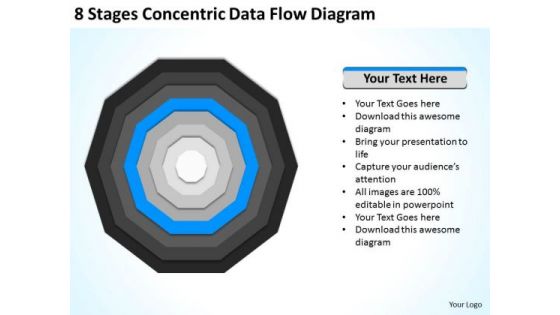 8 Stages Concentric Data Flow Diagram Ppt Business Plan Marketing PowerPoint Slides