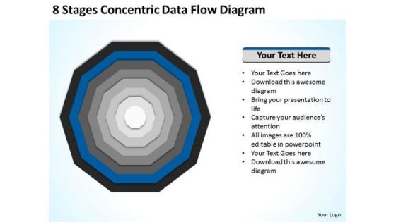 8 Stages Concentric Data Flow Diagram Ppt Business Plan PowerPoint Slides