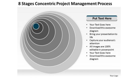 8 Stages Concentric Project Management Process Business Proposals Examples PowerPoint Slides