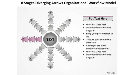 8 Stages Diverging Arrows Organizational Workflow Model Ppt Charts And PowerPoint Slides