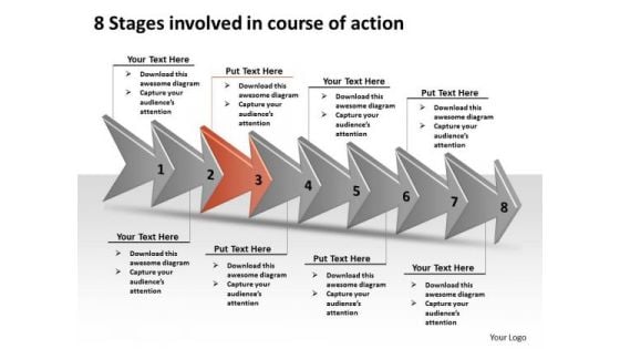 8 Stages Involved Course Of Action Best Flow Chart PowerPoint Templates