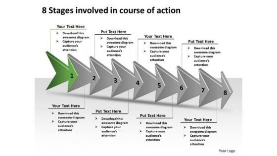 8 Stages Involved Course Of Action Best Flowchart PowerPoint Slides