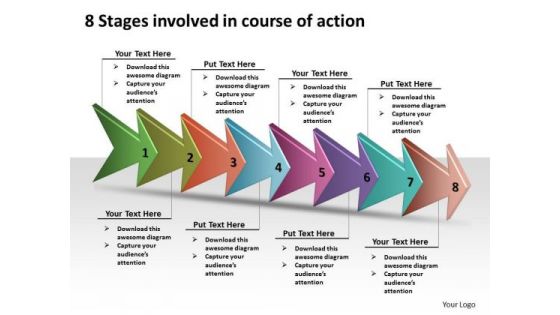 8 Stages Involved Course Of Action Flowchart For Process PowerPoint Templates