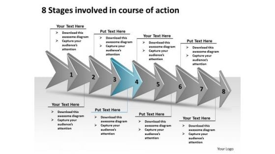 8 Stages Involved Course Of Action Make Flowchart PowerPoint Slides