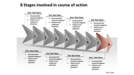 8 Stages Involved Course Of Action Ppt Production Flow Charts PowerPoint Slides