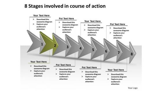 8 Stages Involved Course Of Action Product Flow Chart PowerPoint Slides