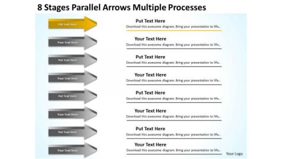 8 Stages Parallel Arrows Multiple Processes Barbershop Business Plan PowerPoint Slides