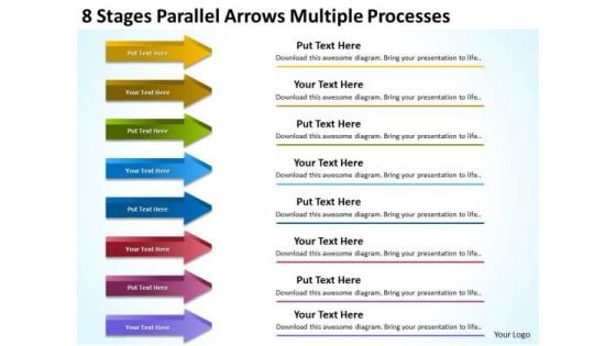 8 Stages Parallel Arrows Multiple Processes How To Present Business Plan PowerPoint Templates