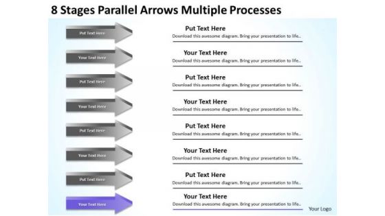 8 Stages Parallel Arrows Multiple Processes Ppt The Business Plan PowerPoint Slides