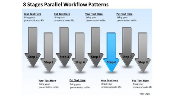 8 Stages Parallel Workflow Patterns Company Business Plan PowerPoint Slides