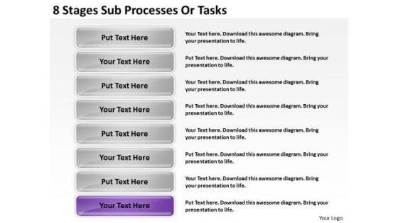 8 Stages Sub Processes Or Building Business Plan PowerPoint Slides