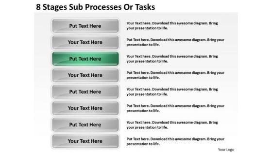 8 Stages Sub Processes Or Tasks Fashion Business Plan PowerPoint Templates