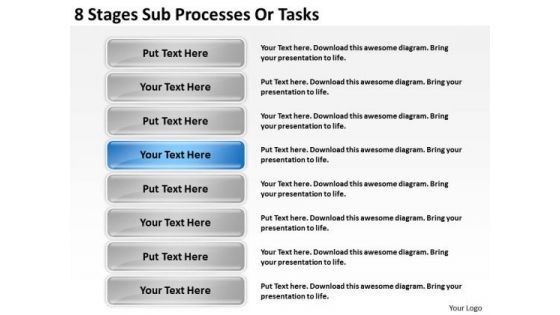 8 Stages Sub Processes Or Tasks Ppt Business Plan PowerPoint Template