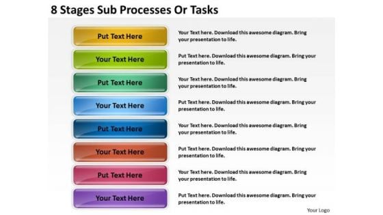 8 Stages Sub Processes Startup Business Plan Example PowerPoint Templates