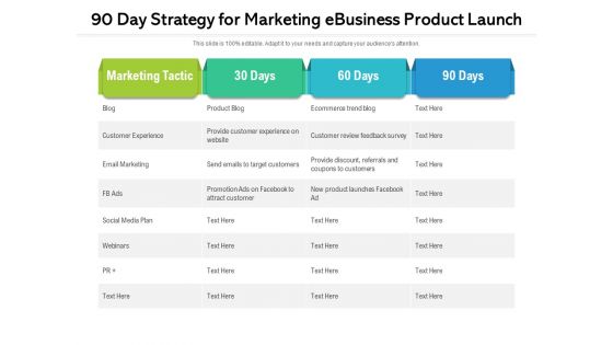 90 Day Strategy For Marketing Ebusiness Product Launch Ppt PowerPoint Presentation File Background Designs PDF