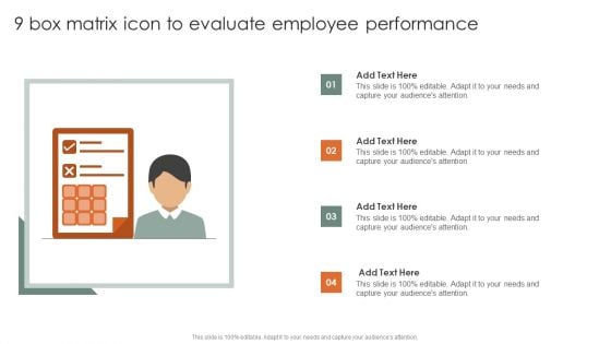 9 Box Matrix Icon To Evaluate Employee Performance Ppt Ideas Graphics Design PDF