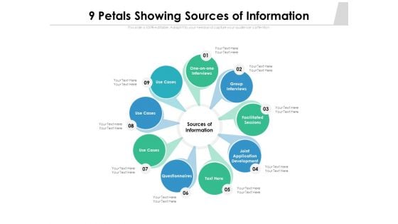 9 Petals Showing Sources Of Information Ppt PowerPoint Presentation Styles Model PDF