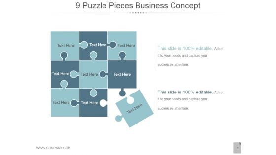 9 Puzzle Pieces Business Concept Ppt PowerPoint Presentation Graphics