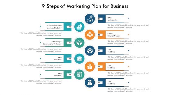 9 Steps Of Marketing Plan For Business Ppt PowerPoint Presentation Gallery Background Image PDF