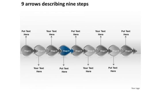 9 Arrows Describing Nine Steps Business Free Flow Chart Maker PowerPoint Slides