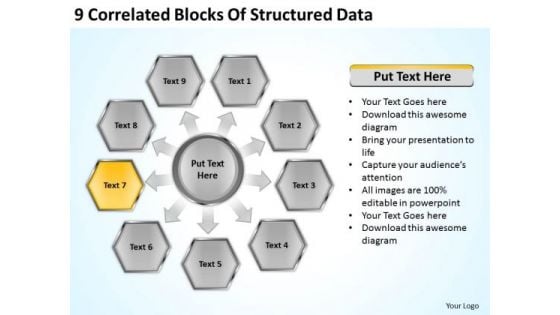 9 Correlated Blocks Of Structured Data Business Financial Planning PowerPoint Templates