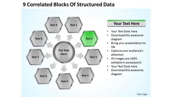 9 Correlated Blocks Of Structured Data Business Plans That Work PowerPoint Templates