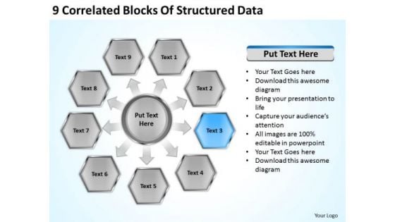 9 Correlated Blocks Of Structured Data Ppt Business Plan PowerPoint Slides